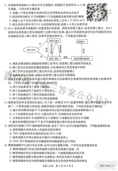 2023届湖北高三百校联考生物试题及答案