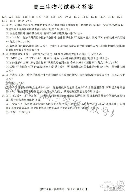 2023届湖北高三百校联考生物试题及答案 2023届湖北高三百校联考生物试题及答案