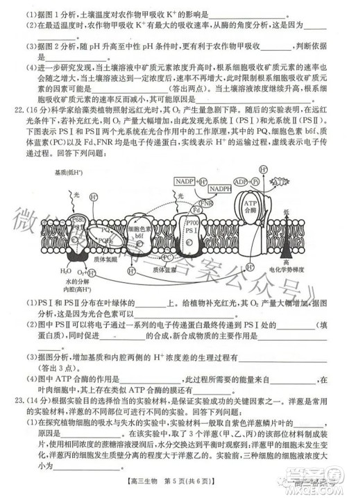 2023届湖北高三百校联考生物试题及答案