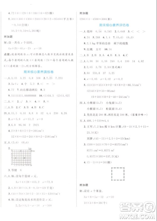 沈阳出版社2022秋黄冈名卷五年级上册数学人教版参考答案 沈阳出版社2022秋黄冈名卷五年级上册数学人教版参考答案