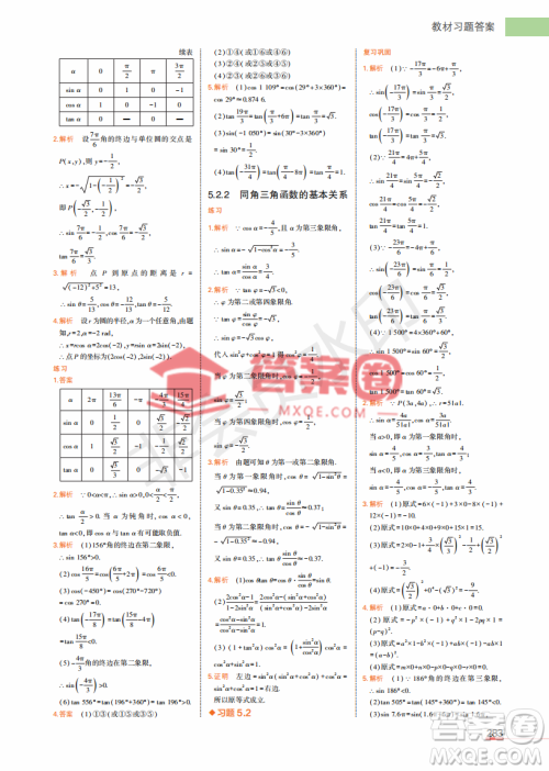 2022高中数学必修1课本习题人教版答案