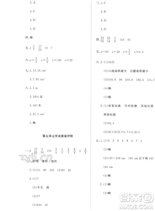 北京师范大学出版社2022秋课堂精练数学六年级上册北师大版吉林专版答案