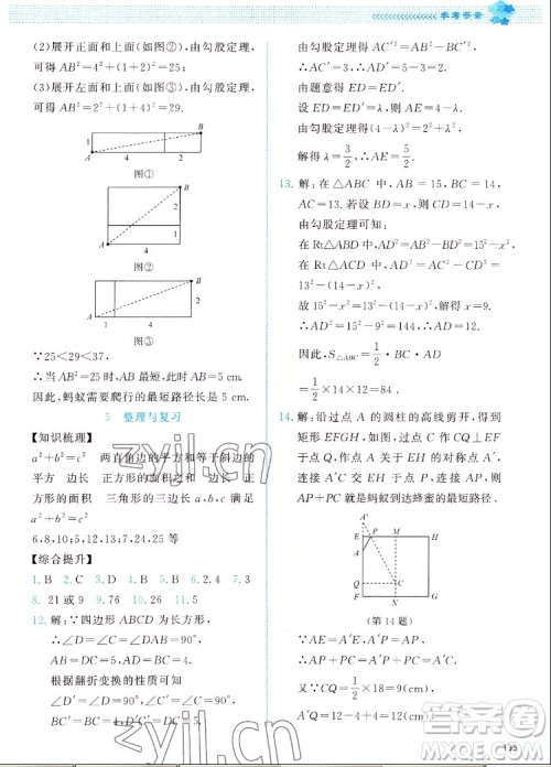 北京师范大学出版社2022秋课堂精练数学八年级上册北师大版四川专版答案