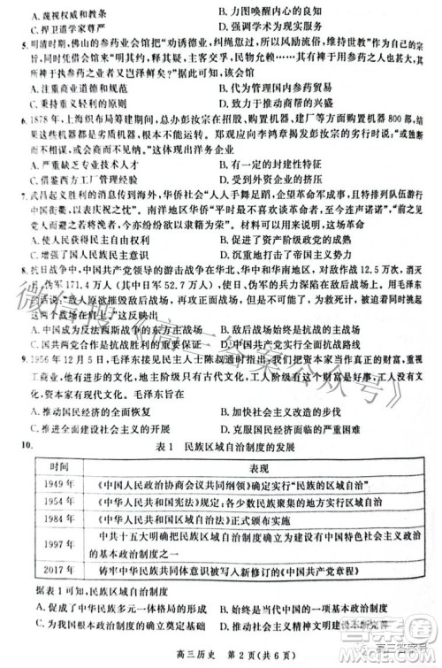 河北省2023届高三年级大数据应用调研联合测评历史试题及答案 河北省2023届高三年级大数据应用调研联合测评历史试题及答案