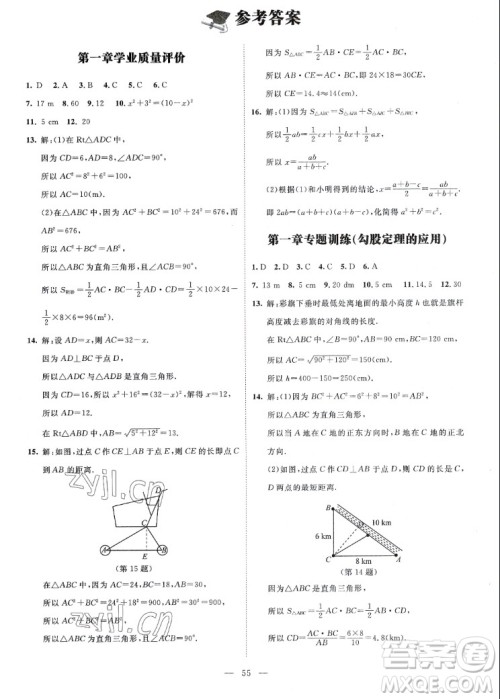 北京师范大学出版社2022秋课堂精练数学八年级上册北师大版山西专版答案