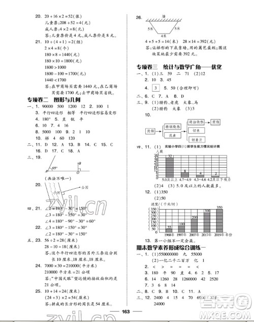 山东科学技术出版社2022秋新思维伴你学四年级上册数学人教版答案