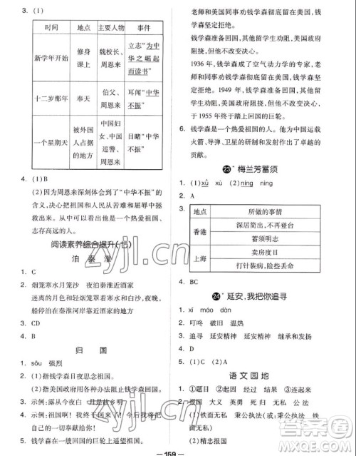 山东科学技术出版社2022秋新思维伴你学四年级上册语文人教版答案