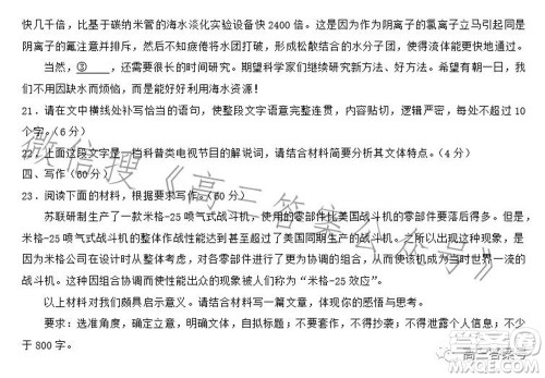 湛江市2023届高中毕业班调研测试语文试题及答案 湛江市2023届高中毕业班调研测试语文试题及答案
