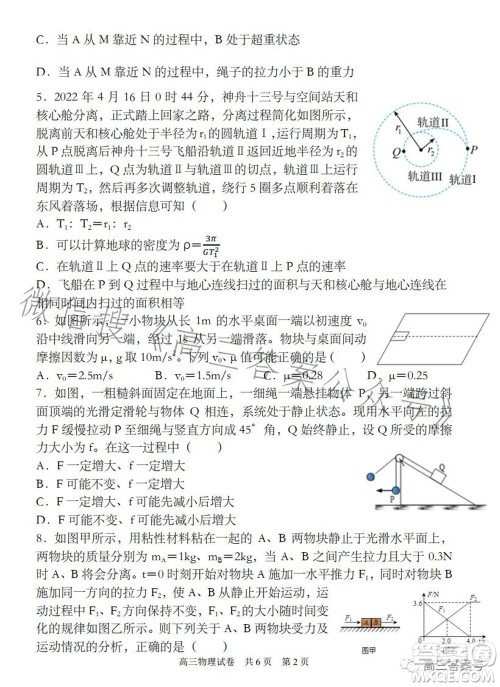 辽宁2022-2023六校协作体高三10月份联合考试物理试题及答案
