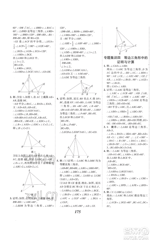 河北美术出版社2022全优课堂考点集训与满分备考八年级上册数学人教版参考答案