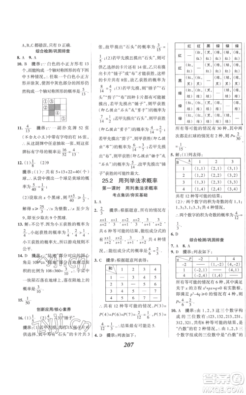 河北美术出版社2022全优课堂考点集训与满分备考九年级上册数学人教版参考答案