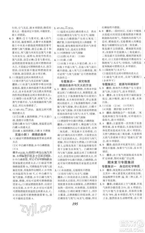 河北美术出版社2022全优课堂考点集训与满分备考九年级上册化学人教版参考答案