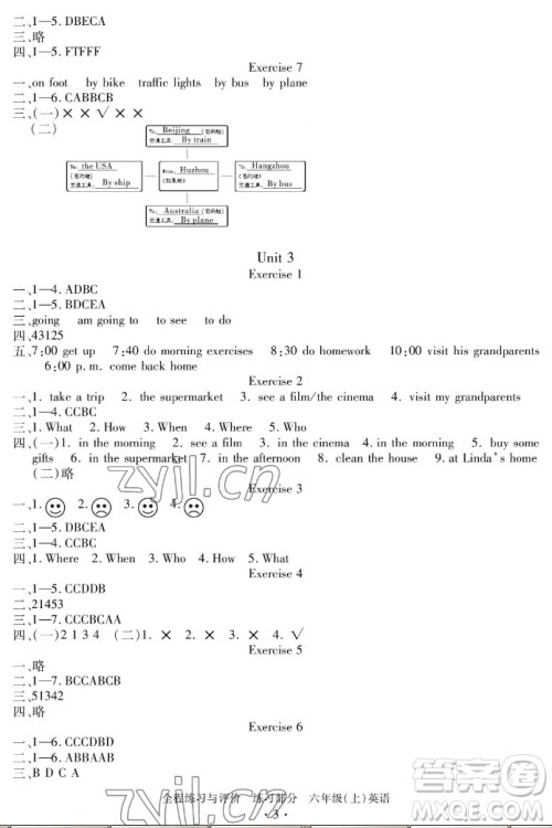 浙江人民出版社2022秋全程练习与评价六年级上册英语人教版答案