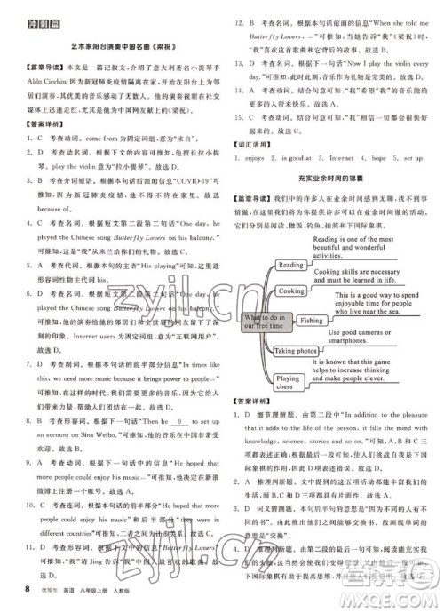 阳光出版社2022秋练就优等生英语八年级上册RJ人教版答案