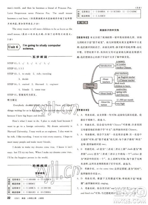 阳光出版社2022秋练就优等生英语八年级上册RJ人教版答案