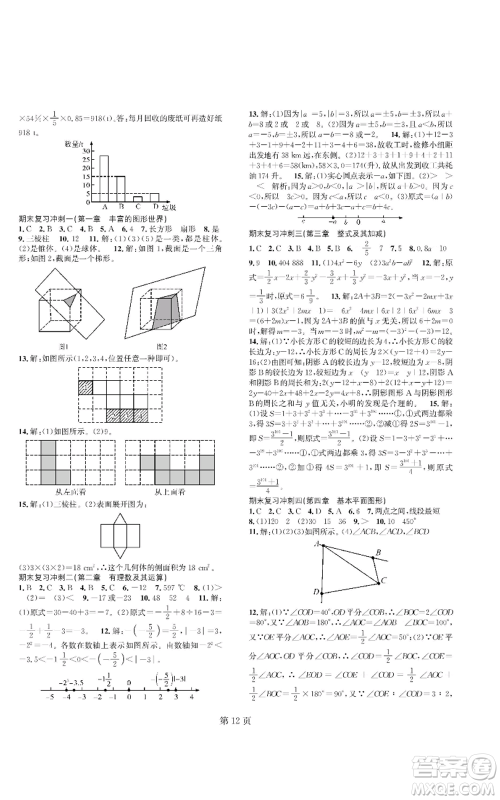 陕西师范大学出版总社有限公司2022春如金卷课时作业AB本A本七年级上册数学人教版参考答案