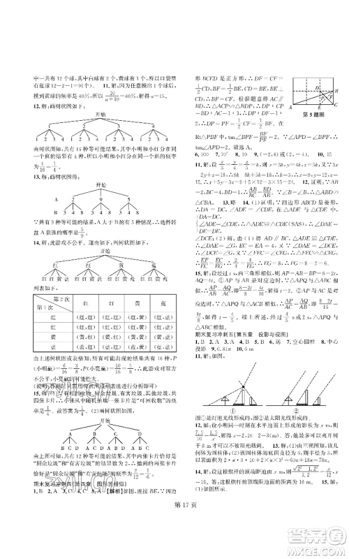 陕西师范大学出版总社有限公司2022春如金卷课时作业AB本A本九年级上册数学人教版参考答案 陕西师范大学出版总社有限公司2022春如金卷课时作业AB本A本九年级上册数学人教版参考答案