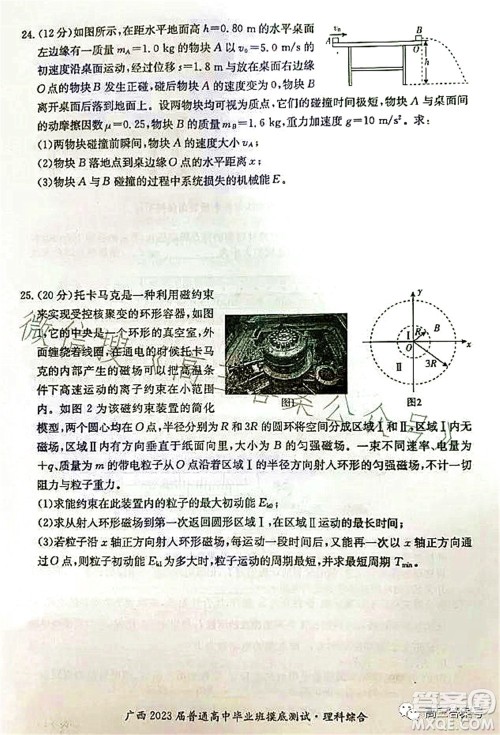 广西2023届普通高中毕业班摸底测试理科综合试题及答案 广西2023届普通高中毕业班摸底测试理科综合试题及答案
