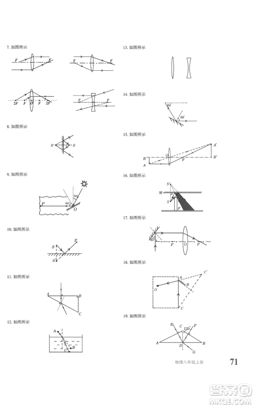 新疆青少年出版社2022优学1+1评价与测试八年级上册物理人教版参考答案
