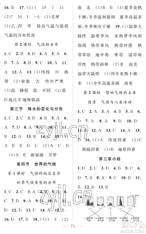 长江少年儿童出版社2022智慧课堂创新作业七年级上册地理人教版参考答案 长江少年儿童出版社2022智慧课堂创新作业七年级上册地理人教版参考答案