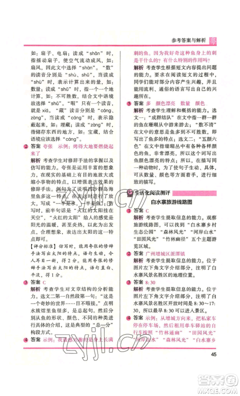 江苏凤凰文艺出版社2022木头马阅读力测评三年级语文人教版A版广东专版参考答案 江苏凤凰文艺出版社2022木头马阅读力测评三年级语文人教版A版广东专版参考答案