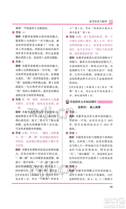江苏凤凰文艺出版社2022木头马阅读力测评四年级语文人教版浙江专版参考答案 江苏凤凰文艺出版社2022木头马阅读力测评四年级语文人教版浙江专版参考答案