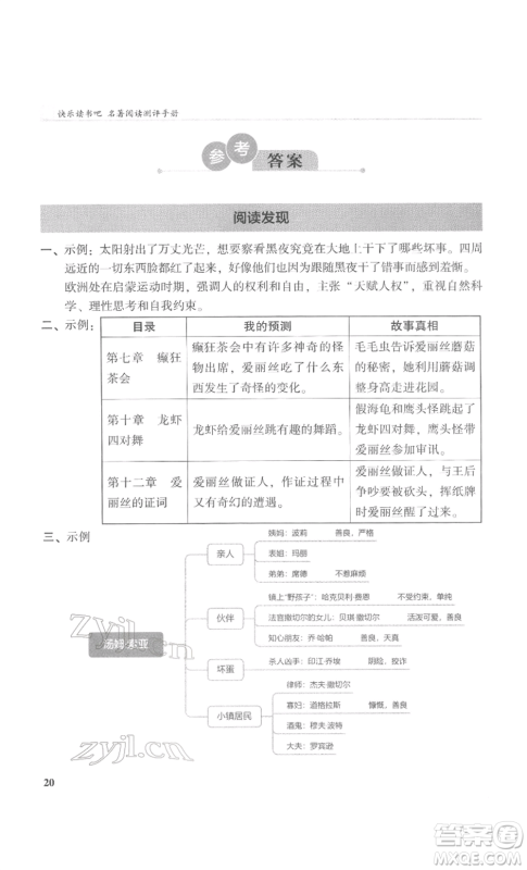 鹭江出版社2022木头马阅读力测评六年级语文人教版B版福建专版参考答案