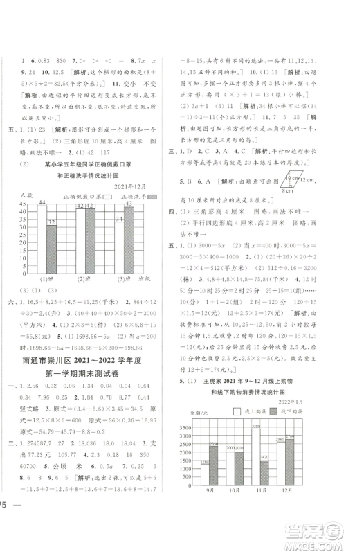 北京教育出版社2022同步跟踪全程检测五年级上册数学江苏版参考答案 北京教育出版社2022同步跟踪全程检测五年级上册数学江苏版参考答案