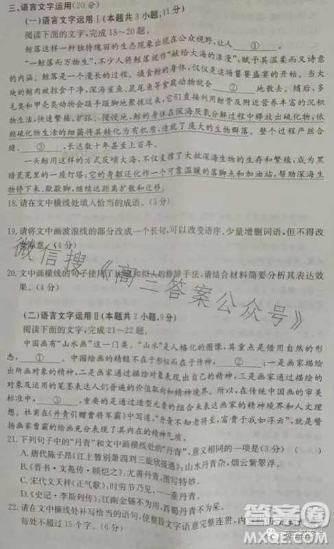 名校联考联合体2022年秋季高三11月联考语文答案