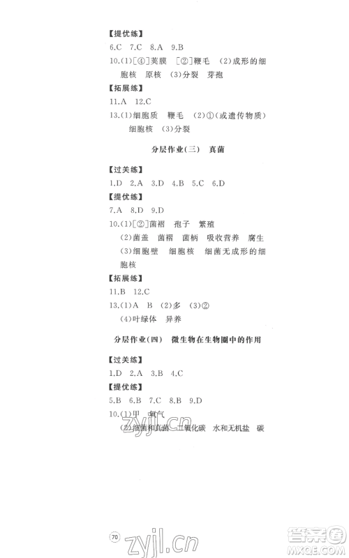 山东友谊出版社2022精练课堂分层作业七年级上册生物学人教版参考答案 山东友谊出版社2022精练课堂分层作业七年级上册生物学人教版参考答案