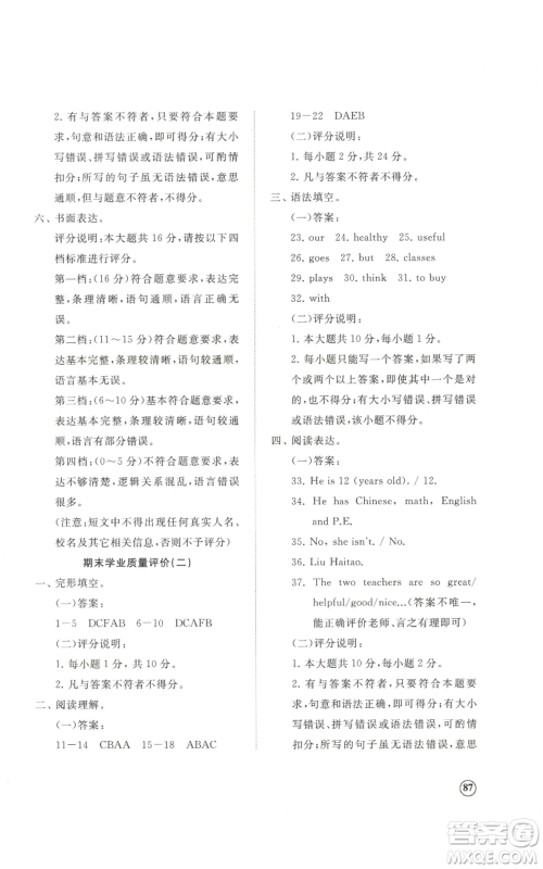 山东友谊出版社2022伴你学精练课堂分层作业七年级上册英语人教版参考答案 山东友谊出版社2022伴你学精练课堂分层作业七年级上册英语人教版参考答案