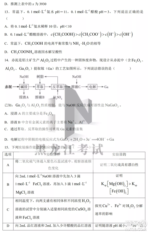 大庆铁人中学2020级高三上学期月考化学试题试卷答案