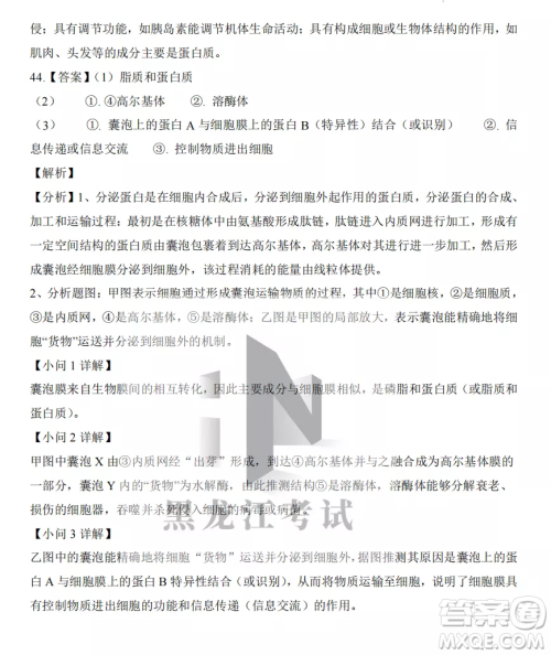 大庆实验中学2022-2023学年度上学期月考高一生物试卷答案