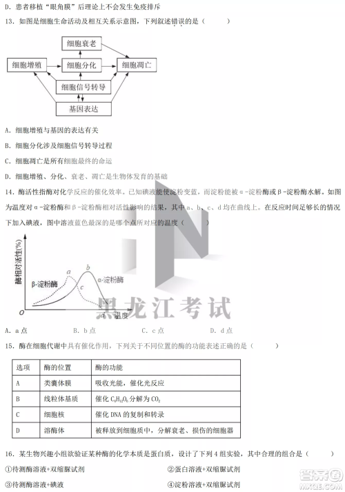 德强高中2022-2023学年度上学期10月月考高三学年生物试题及答案 德强高中2022-2023学年度上学期10月月考高三学年生物试题及答案