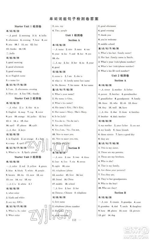 延边大学出版社2022细解巧练七年级上册英语人教版参考答案 延边大学出版社2022细解巧练七年级上册英语人教版参考答案