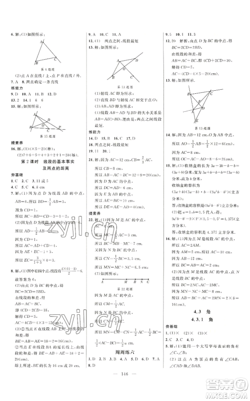 延边大学出版社2022细解巧练七年级上册数学人教版参考答案