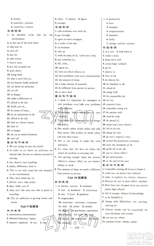 延边大学出版社2022细解巧练九年级英语鲁教版参考答案 延边大学出版社2022细解巧练九年级英语鲁教版参考答案