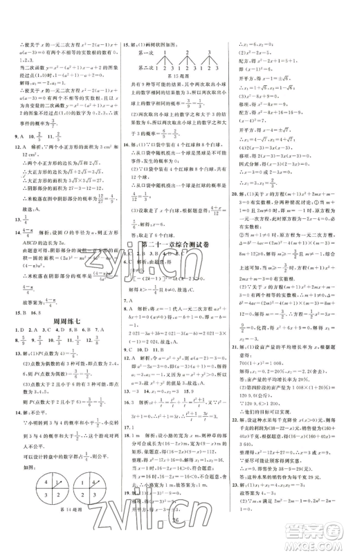 延边大学出版社2022细解巧练九年级上册数学人教版参考答案 延边大学出版社2022细解巧练九年级上册数学人教版参考答案