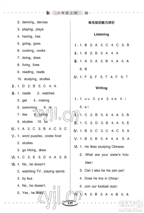 青岛出版社2022智慧学习六年级上册英语通用版参考答案 青岛出版社2022智慧学习六年级上册英语通用版参考答案
