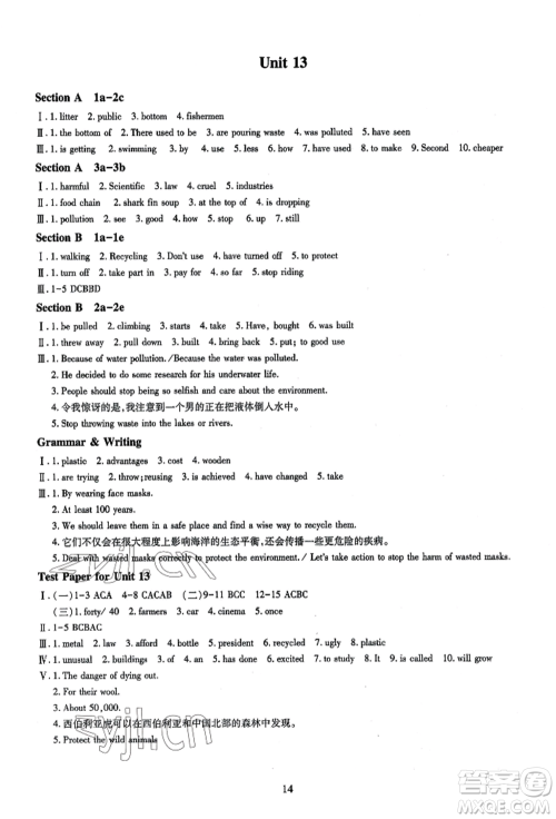 明天出版社2022智慧学习导学练九年级英语人教版参考答案 明天出版社2022智慧学习导学练九年级英语人教版参考答案