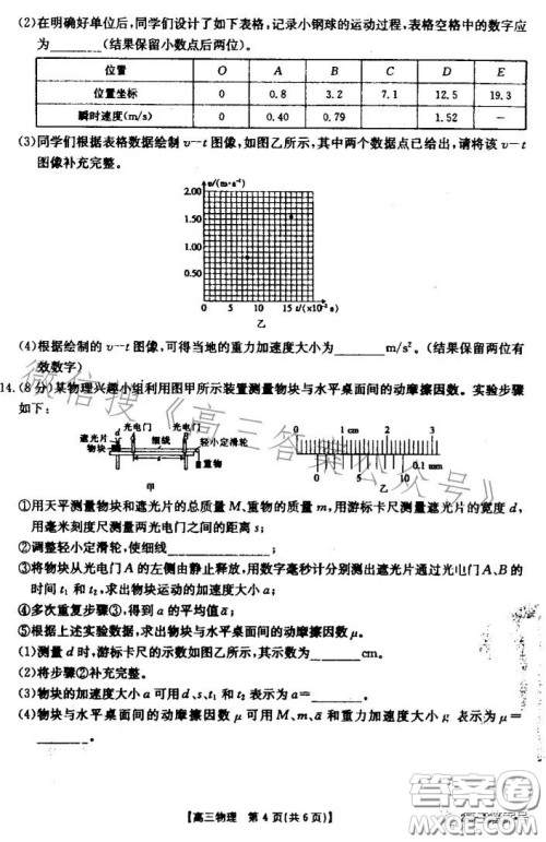 山东2023届高三金太阳11月联考23139C物理试卷答案 山东2023届高三金太阳11月联考23139C物理试卷答案