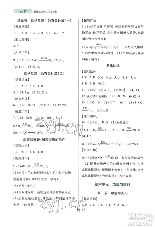 四川教育出版社2022新课程实践与探究丛书九年级上册化学山东教育版参考答案