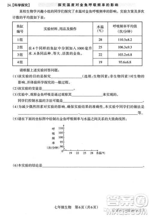 太原市2022-2023学年第一学期七年级期中质量检测生物试卷答案 太原市2022-2023学年第一学期七年级期中质量检测生物试卷答案