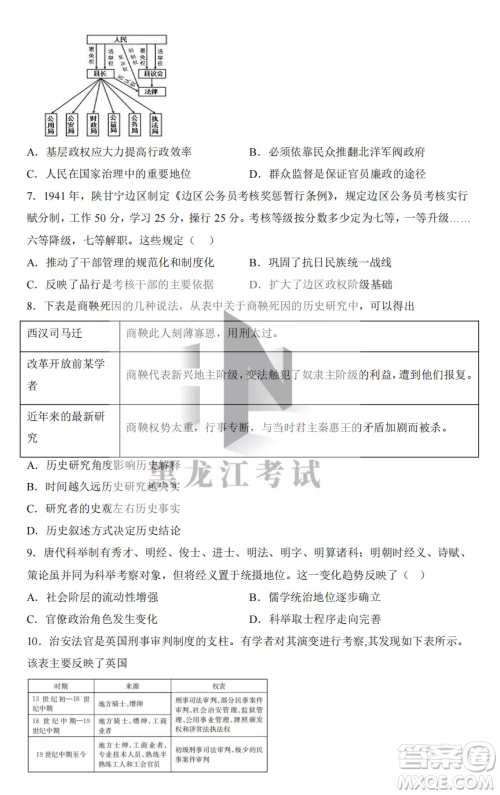 鹤岗一中2022-2023高二上学期历史11月期中考试试题答案 鹤岗一中2022-2023高二上学期历史11月期中考试试题答案