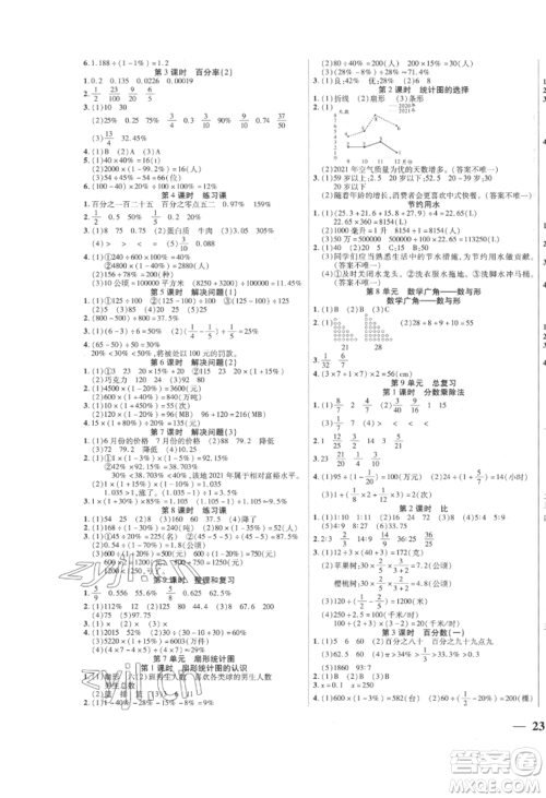 阳光出版社2022激活思维智能训练六年级上册数学人教版参考答案