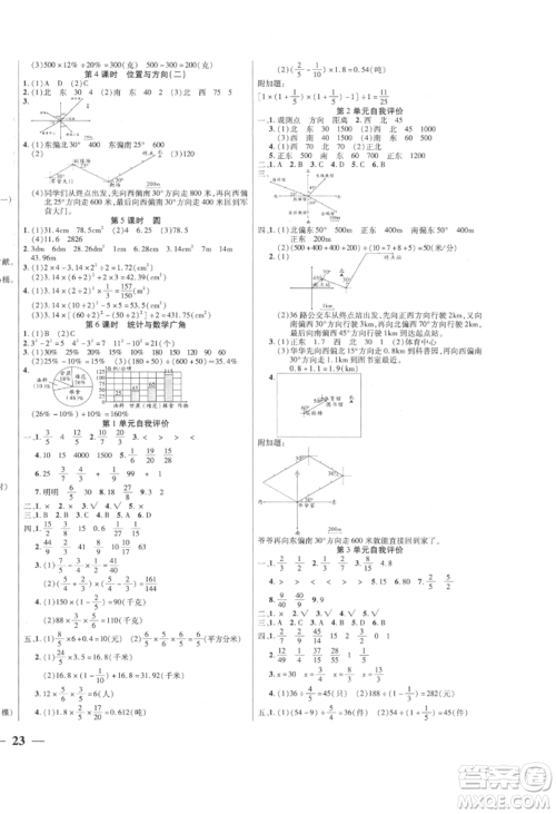 阳光出版社2022激活思维智能训练六年级上册数学人教版参考答案 阳光出版社2022激活思维智能训练六年级上册数学人教版参考答案