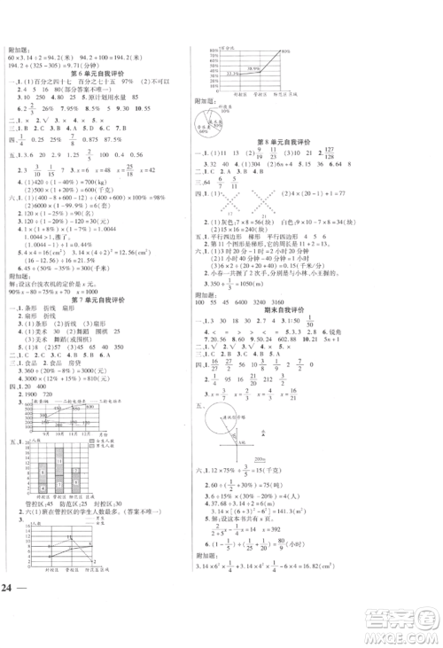 阳光出版社2022激活思维智能训练六年级上册数学人教版参考答案