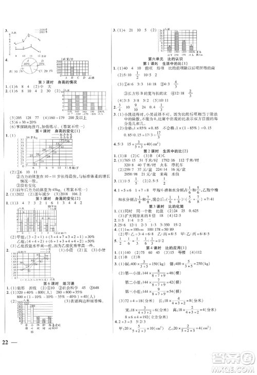 阳光出版社2022激活思维智能训练六年级上册数学北师大版参考答案