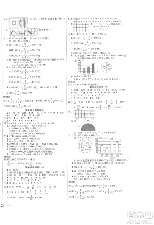 阳光出版社2022激活思维智能训练六年级上册数学北师大版参考答案