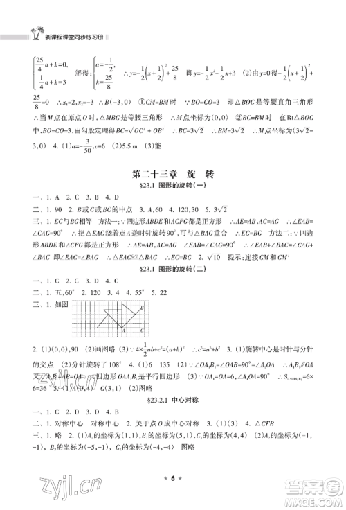 海南出版社2022新课程课堂同步练习册九年级上册数学人教版参考答案